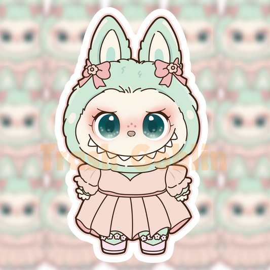 Pink Pastel Dress Labubu Vinyl Sticker