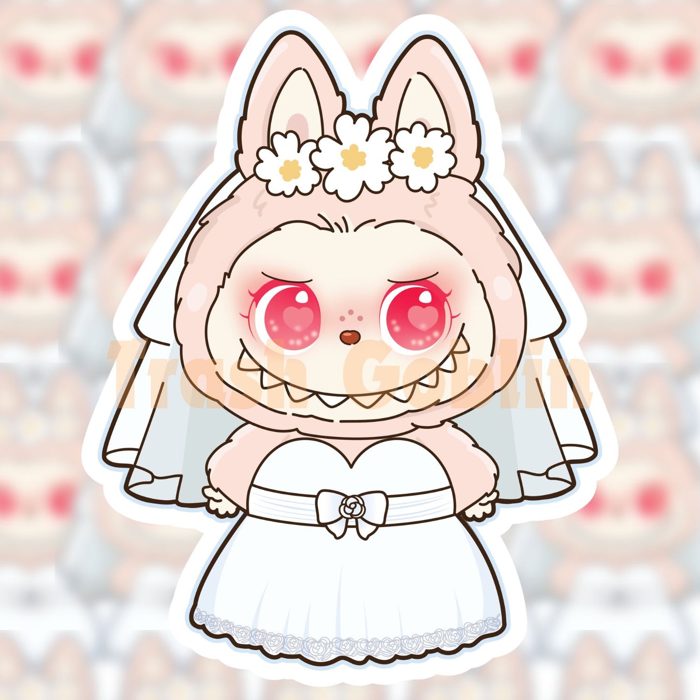 Wedding Dress Labubu Vinyl Sticker