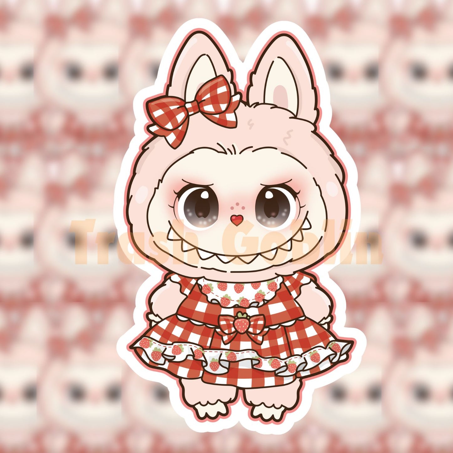 Strawberry Dress Labubu Vinyl Sticker