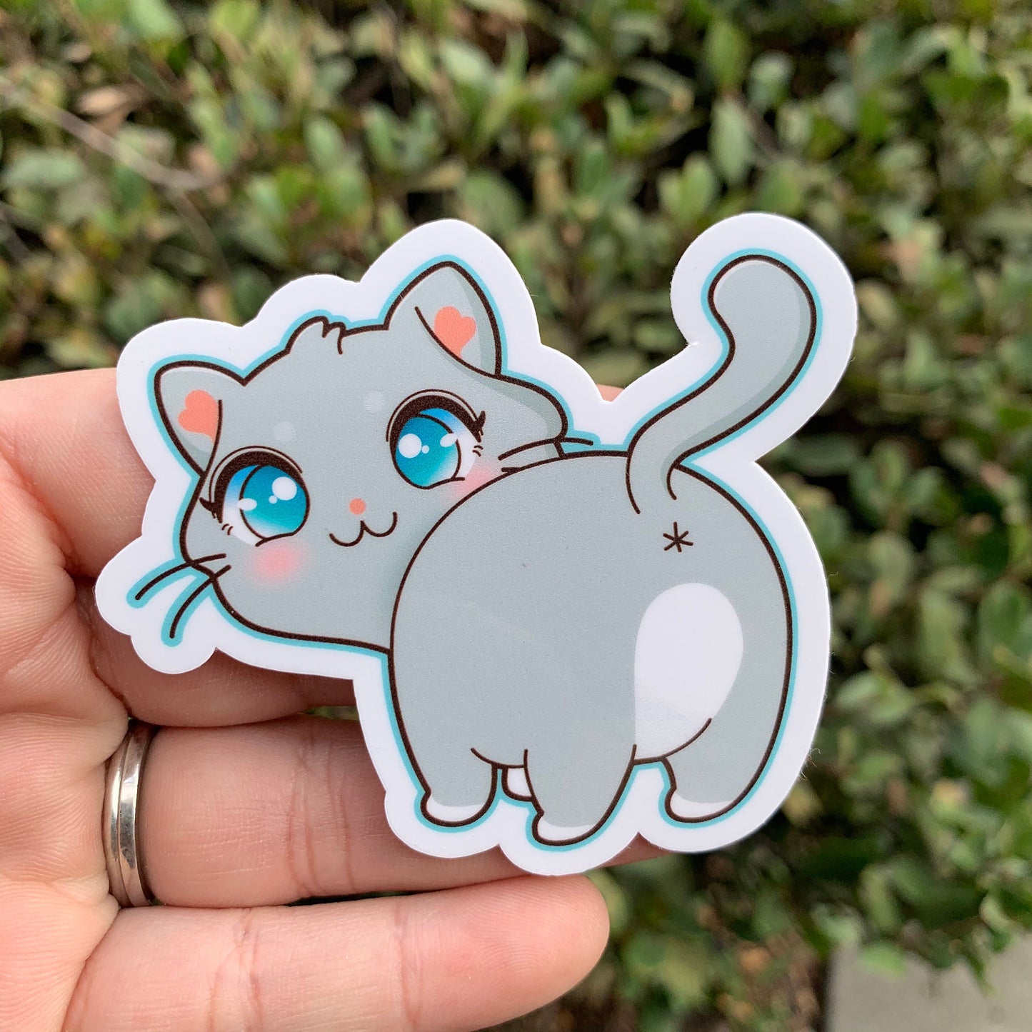 Grey Kitty Butt Vinyl Sticker