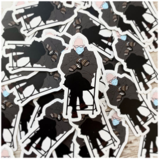 Bernie Sanders and his Mittens Vinyl Sticker