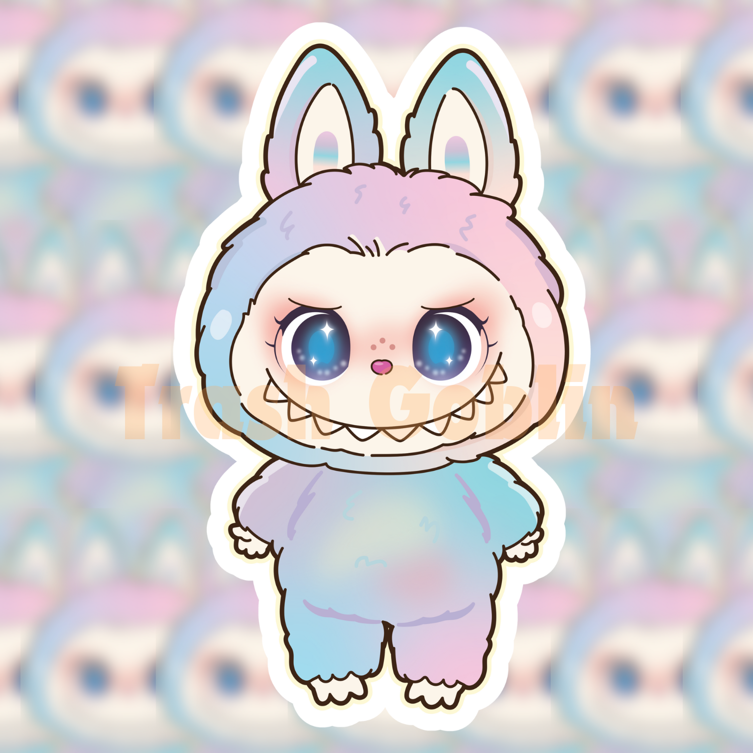 Labubo Stickers Pastel Rainbow Labubu Vinyl Sticker | Trash Goblin Stickers