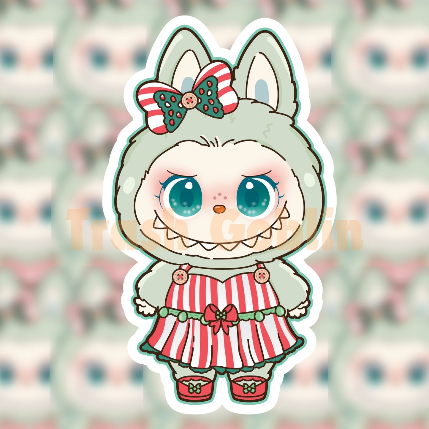 Christmas Dress Labubu Vinyl Sticker