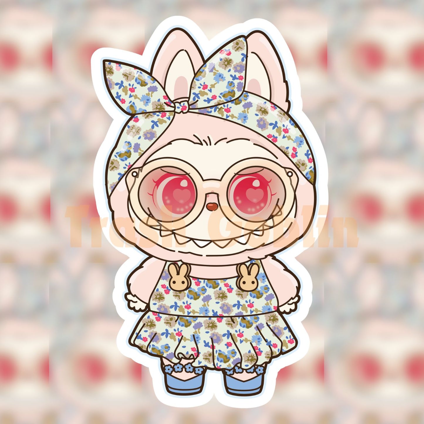Flower Power Dress Labubu Vinyl Sticker