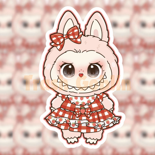 Strawberry Dress Labubu Vinyl Sticker