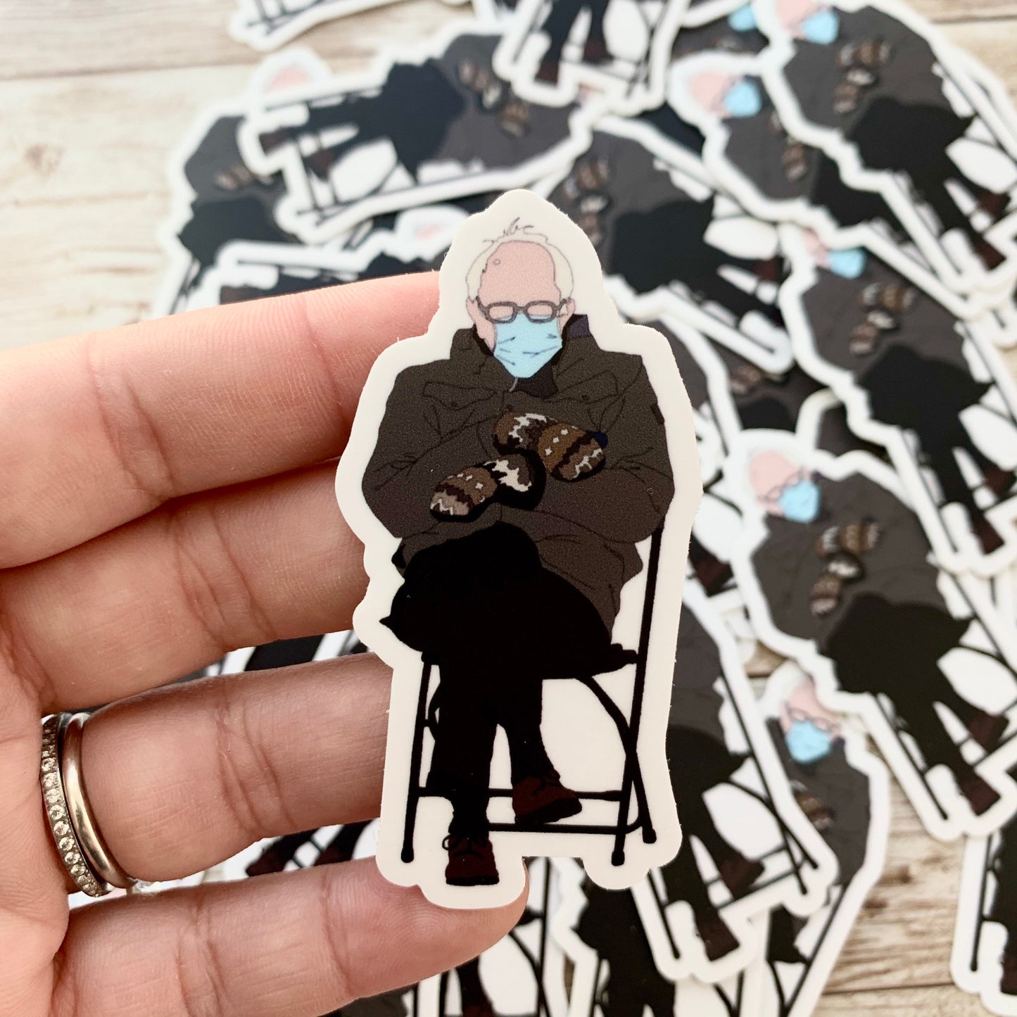 Bernie Sanders and his Mittens Vinyl Sticker