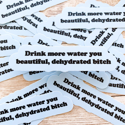 Drink More Water You Beautiful, Dehydrated Bitch Vinyl Sticker